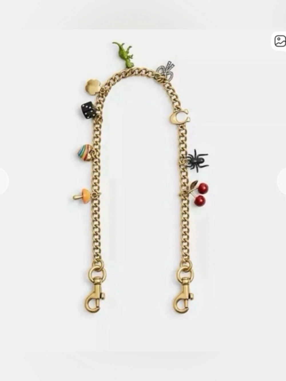 Coach Gold-Tone Chain Charm Strap with Multicolor Dangling Charms - Picture 1 of 2